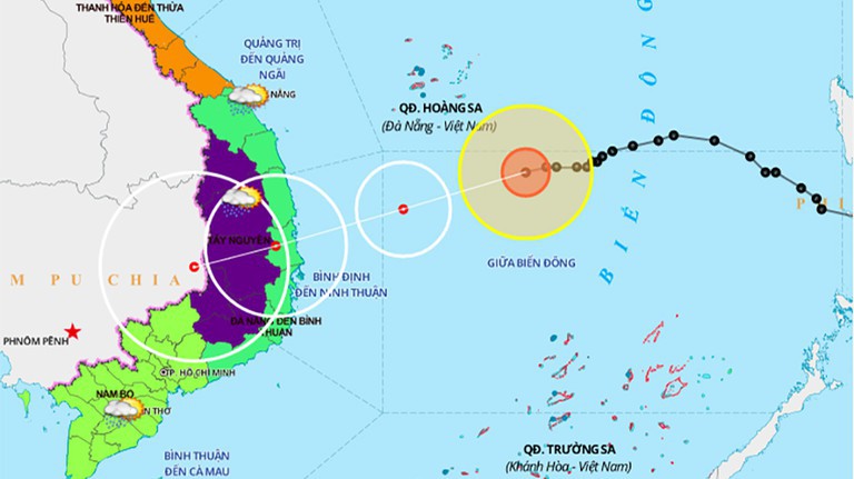 Bão số 10 giật cấp 10, cách quần đảo Hoàng Sa khoảng 330km