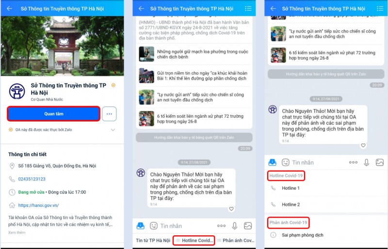 Kênh chính thức phản ánh vi phạm phòng chống Covid-19 của Hà Nội