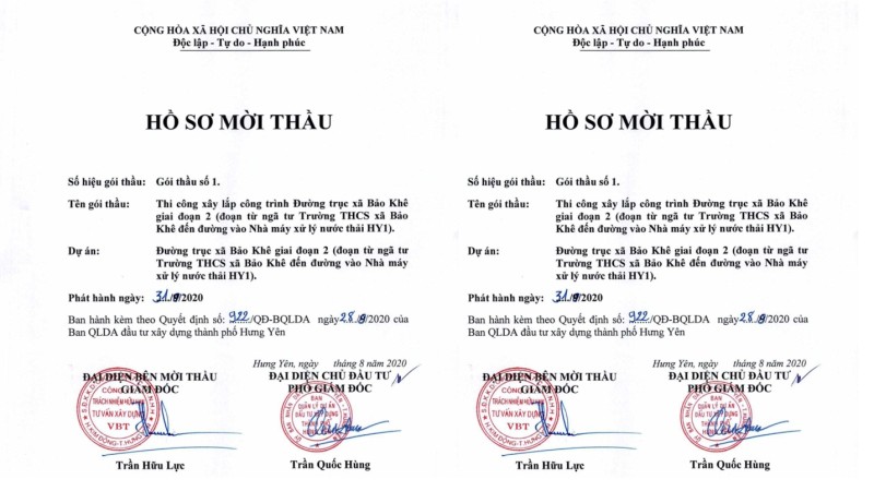 Dấu hiệu bất thường tại một gói thầu của Ban QLDA đầu tư xây dựng thành phố Hưng Yên
