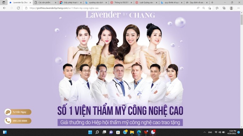“Bát nháo” trong quảng cáo dịch vụ của Thẩm mỹ viện Lavender By Chang!