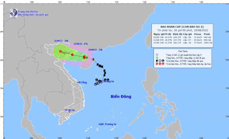 Trực tiếp bão số 2: Tâm bão chỉ cách Quảng Ninh 180km, cách Nam Định 300km