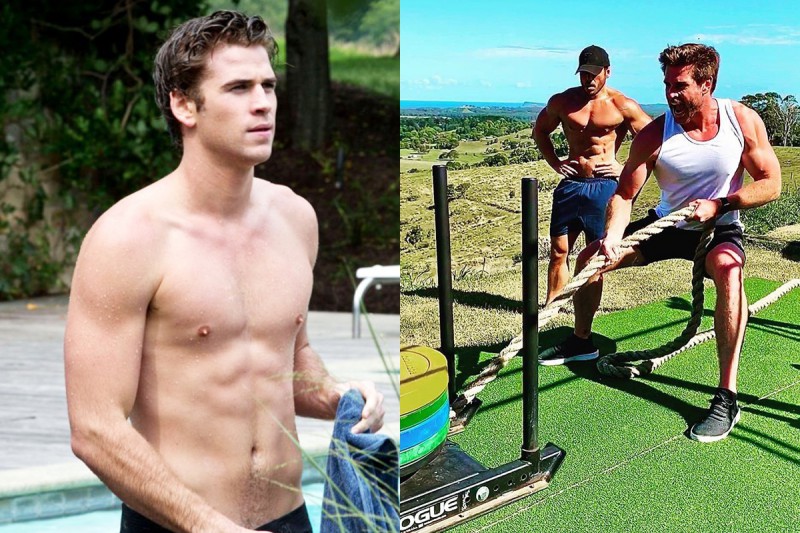 Liam Hemsworth kéo tạ 50 kg giữa trời nắng