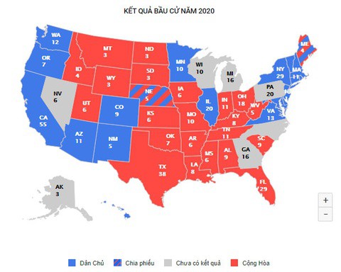 Ông Trump dẫn trước tại 5 bang chiến trường then chốt