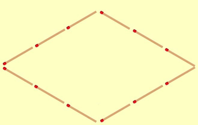 Thử thách thêm 9 que diêm để tạo thành 6 hình thang