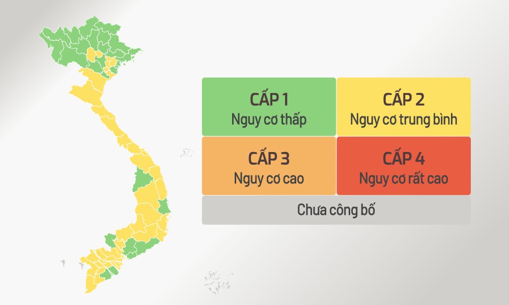 Công bố cấp độ dịch Covid-19 của 63 tỉnh, thành phố