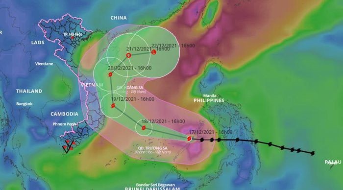 Bão RAI giật cấp 17 đã vào Biển Đông thành cơn bão số 9