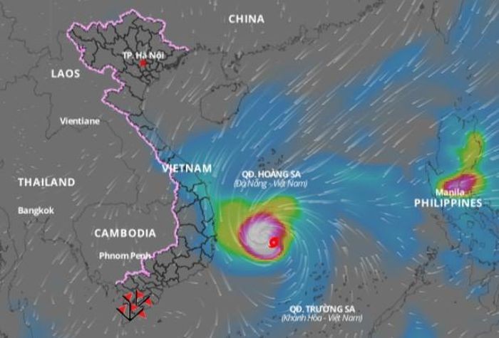 Bão số 9 giật trên cấp 17, cách Bình Định - Phú Yên khoảng 270km