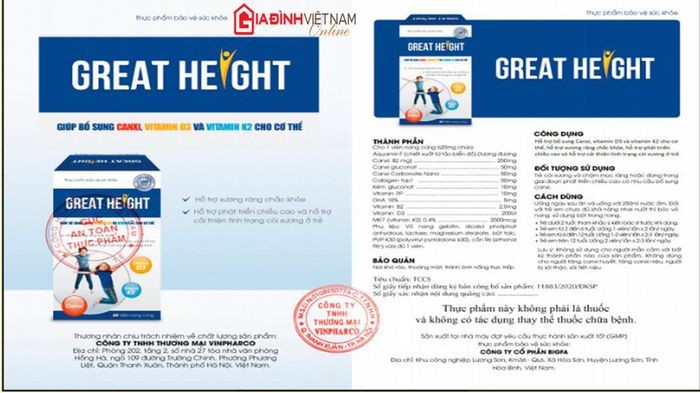 Cục An toàn thực phẩm cảnh báo không mua, sử dụng sản phẩm Great Height