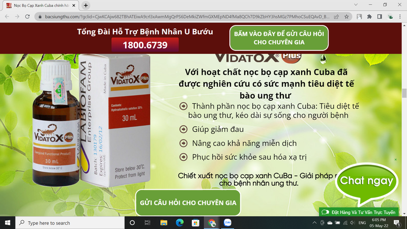 Vidatox Plus: TPCN bảo vệ sức khỏe 'nổ' công dụng thành thần dược chữa ung thư?