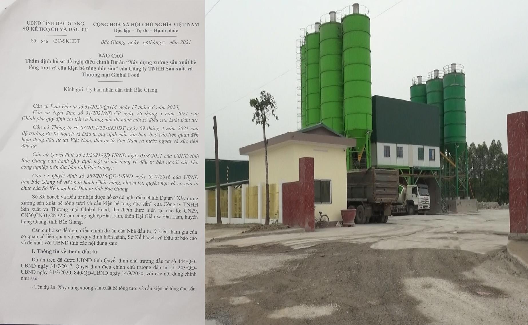 Bắc Giang: Global Food ngang nhiên xây dựng trái phép trạm trộn bê tông?