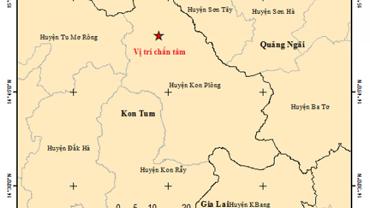 Hai trận động đất ở Kon Tum và biên giới gần Lai Châu