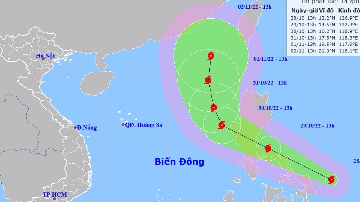 Bão Nalgae tiến gần khu vực biển Đông