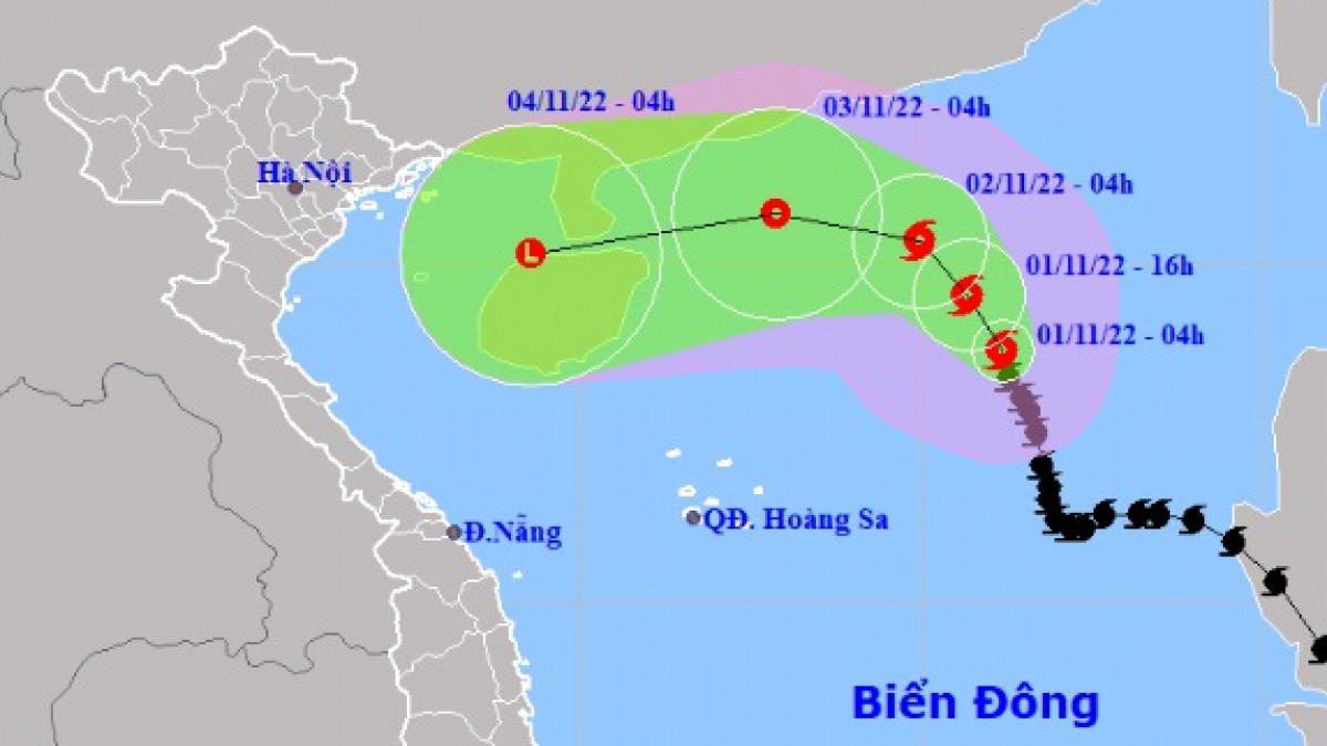 Bão số 7 cách quần đảo Hoàng Sa khoảng 570km, giật cấp 13