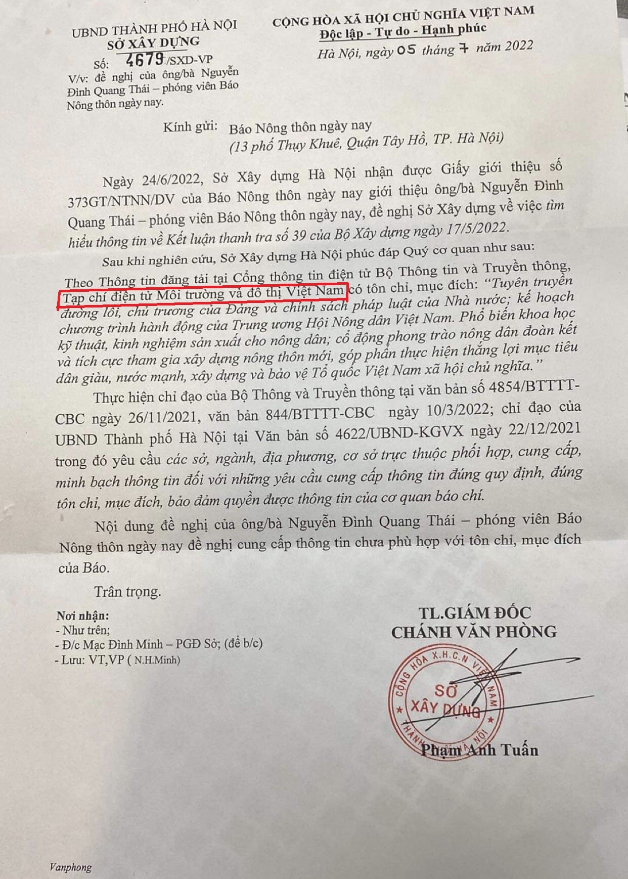 Vụ Sở Xây dựng Hà Nội thông tin sai sự thật: Làm văn bản cẩu thả, né báo chí, tránh trách nhiệm