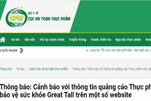 Thực phẩm bảo vệ sức khỏe Great Tall quảng cáo lừa dối người tiêu dùng