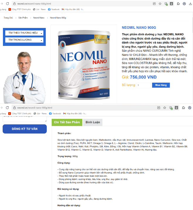 Sản phẩm NEOMIL của Công ty Cổ phần Công nghệ Dược phẩm NAFACO: ‘Thổi phồng’ công dụng, chất lượng