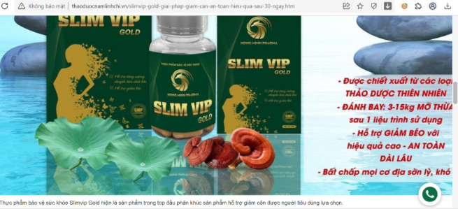 Giảm cân SLIMVIP GOLD mang thương hiệu Hồng Minh quảng cáo sai công dụng sản phẩm