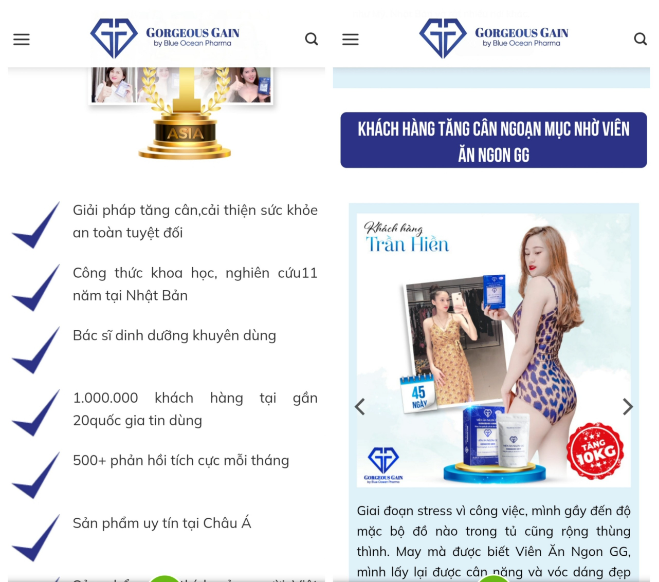 Dấu hiệu bất thường của website quảng cáo Viên ăn ngon GG sau khi bị 'tuýt còi'