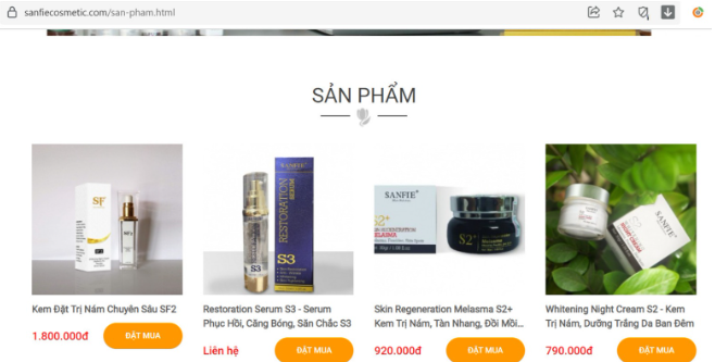 Mỹ phẩm mang thương hiệu SANFIE quảng cáo sai sự thật, chất lượng có đảm bảo?