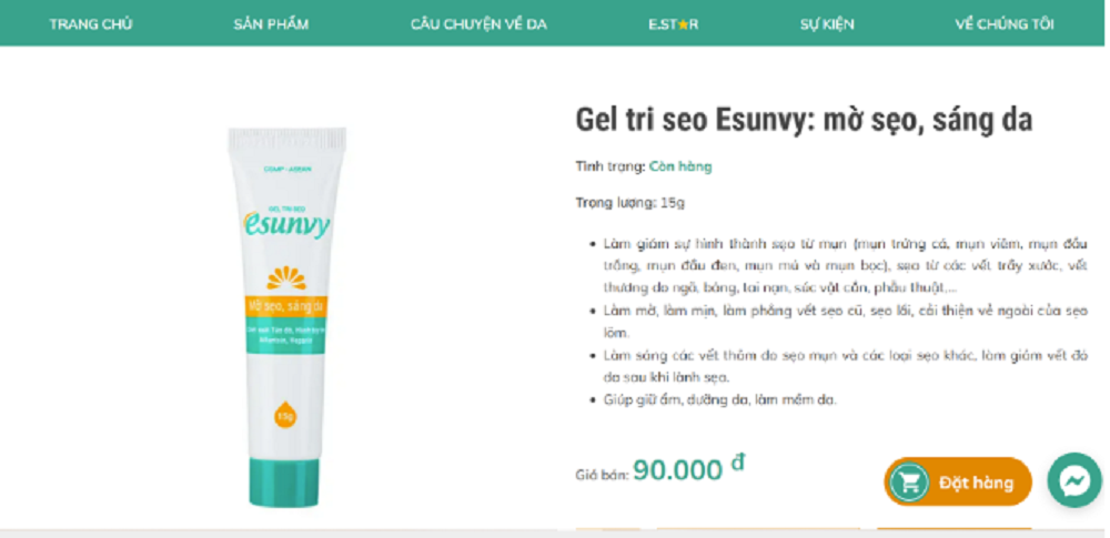 Sản phẩm mỹ phẩm Esunvy quảng cáo thổi phồng chất lượng