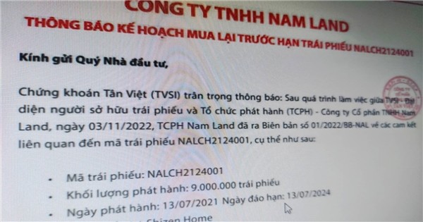 Nam Land và Gotec Land chi 1.500 tỷ mua trái phiếu trước hạn