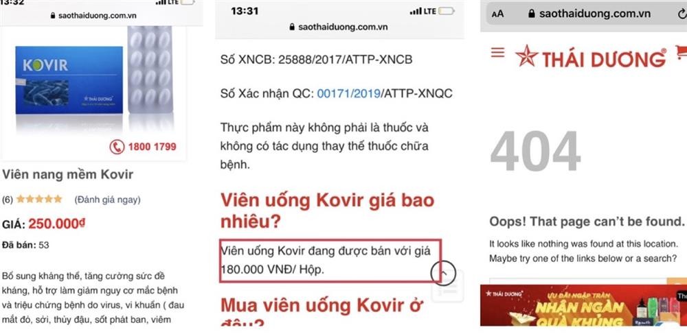 Bài 2: Lộ nghi vấn viên nang Kovir bị “nâng giá”, Sao Thái Dương vội gỡ bỏ sản phẩm trên Website