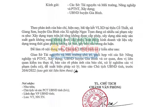 Bắc Ninh – Bài 2: Chủ tịch UBND tỉnh chỉ đạo vụ Xí nghiệp Ngọc Toan hoạt động gây ô nhiễm môi trường