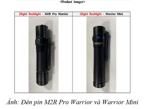 Đèn pin M2R Pro Warrior và Warrior Mini có khả năng gây mất an toàn cho người tiêu dùng