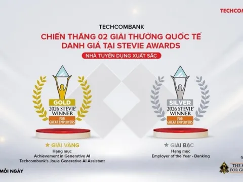 Techcombank giành “cú đúp” giải thưởng quốc tế Stevie® Awards for Great Employers 2026