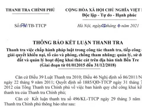 Chủ tịch UBND tỉnh Bến Tre bị đề nghị kiểm điểm vì giao đất công cho Thành Thành Công