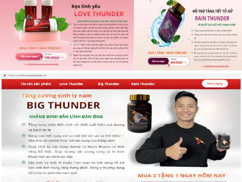 Website quảng cáo sản phẩm Love thunder, Rain thunder, Big thunder lừa dối người tiêu dùng