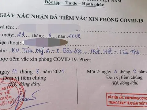 Thông tin 57 trẻ dưới 18 tuổi ở Cần Thơ tiêm vắc xin Covid-19 là chính xác