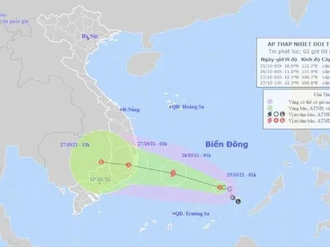 Áp thấp nhiệt đới khả năng mạnh lên thành bão hướng vào Bình Định đến Bình Thuận