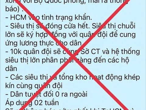 Thông tin 'TPHCM vào tình trạng khẩn' là bịa đặt