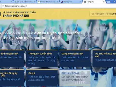Cách đăng ký trực tuyến vào trường mầm mon, lớp 1, lớp 6 và lớp 10
