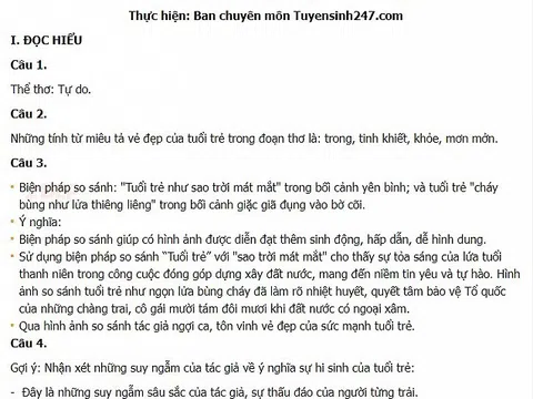 Gợi ý đáp án môn Ngữ Văn tốt nghiệp THPT 2022