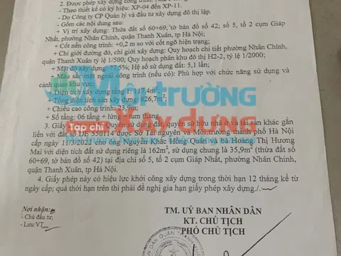 Phường Nhân Chính (Thanh Xuân – Hà Nội): Công trình ‘khủng’ xây dựng sai giấy phép