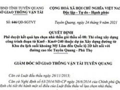 Công ty Thành Hưng "liên tiếp trúng thầu" tại Sở GTVT tỉnh Tuyên Quang