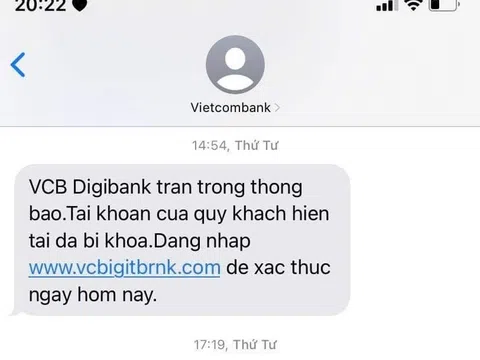 Tài khoản khách hàng Vietcombank "bốc hơi" 49 triệu đồng khi ấn vào link gửi từ tin nhắn tổng đài