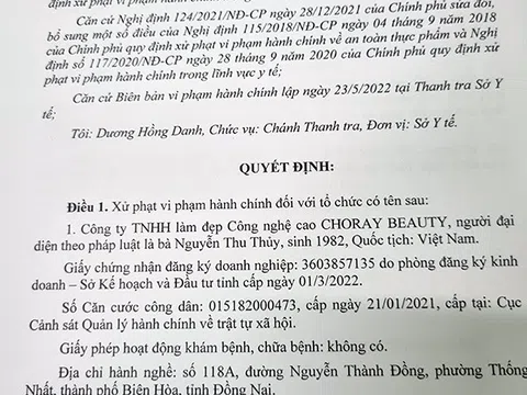 Hoạt động không phép, cơ sở thẩm mỹ bị xử phạt 90 triệu đồng