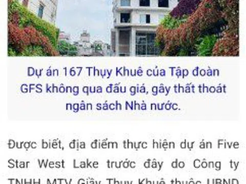 Tp Hà Nội: Dự Án 167 Thụy Khuê Của Tập Đoàn GFS Không Qua Đấu Giá, Như Vậy Liệu Có Gây Thất Thoát Ngân Sách Nhà Nước?