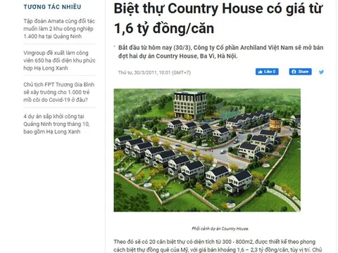 Dự án Country House rao bán rầm rộ, chính quyền nói… "không có trên địa bàn"